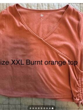SO Burnt Orange Ribbed Wrap Crop Top
